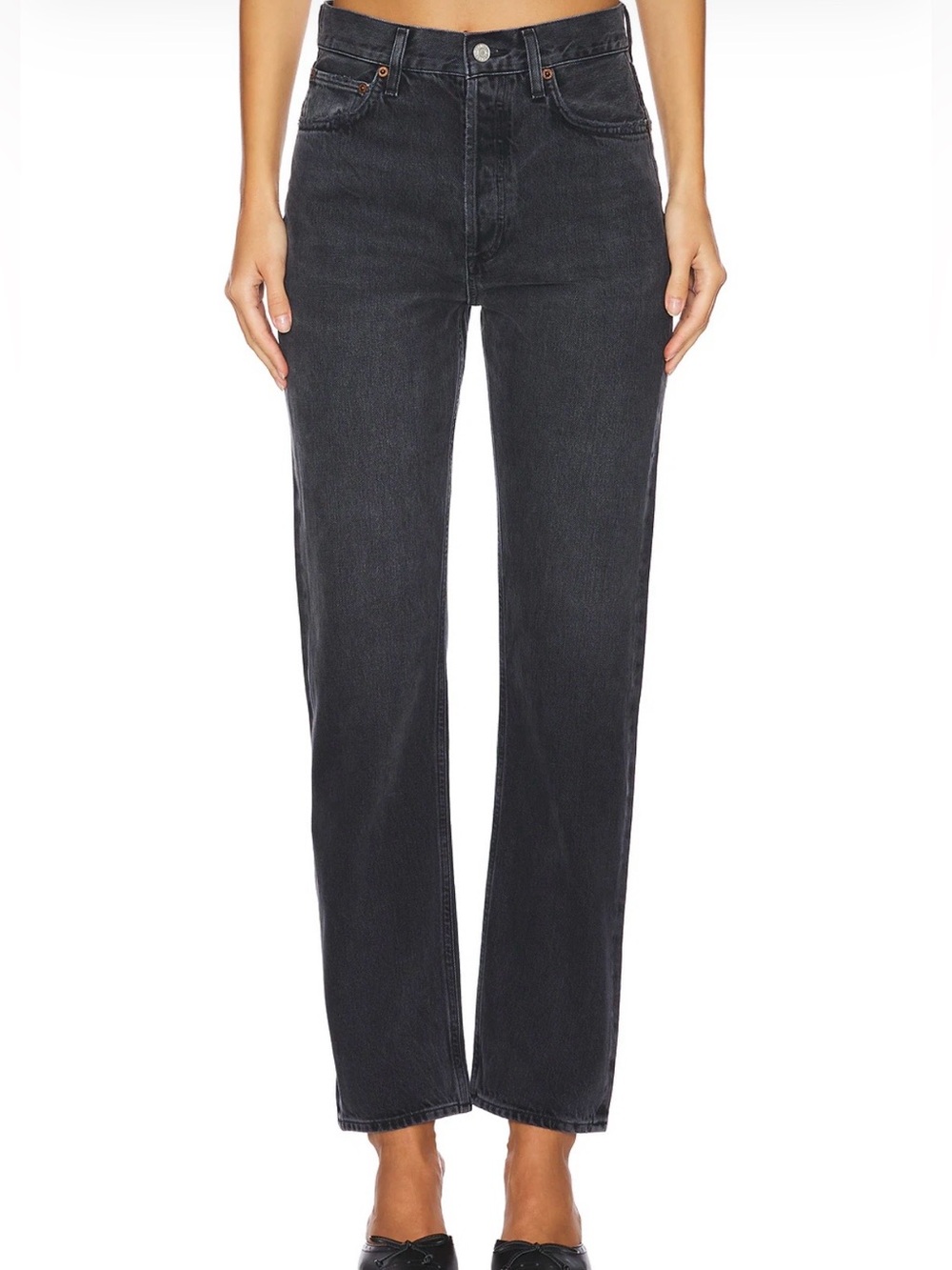 AGOLDE 90s Pinch Waist High Rise Straight Crop Jeans 23 Grey A154B-1207 Denim